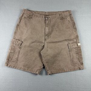 Wrangler Mens Cargo Shorts Size 38 Faded Brown Relaxed Fit Y2K‎ Style